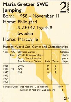 1995 Collect-A-Card Equestrian #214 Maria Gretzer / Marcoville Back